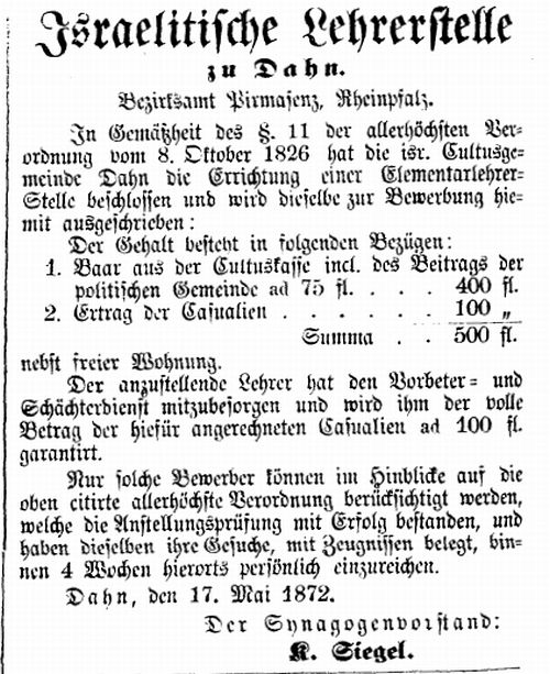 Die Synagoge in Dahn (Kreis Südwestpfalz)